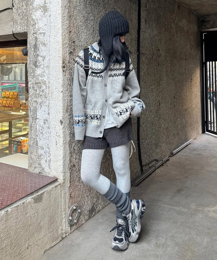 **QWER -Siyeon Nordic melody hoodie cardigan GREY