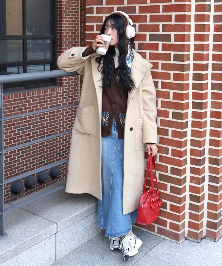 **QWER -Siyeon Nordic melody hoodie cardigan BROWN