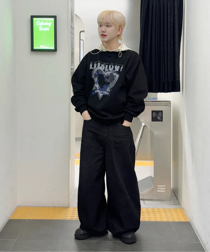 **QWER -Siyeon Pigment Let's Love sweatshirts MELANGE GREY