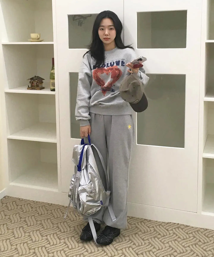 **QWER -Siyeon Pigment Let's Love sweatshirts MELANGE GREY