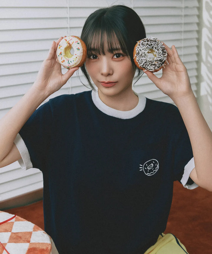 **QWER -Siyeon Doughnut Pocket Round Knitwear NAVY