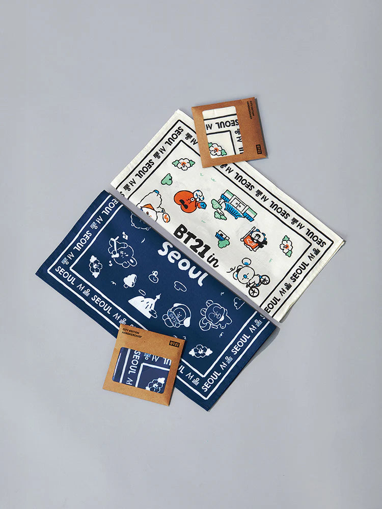 ** BT21 - Seoul Edition Handkerchief (blue, ivory)