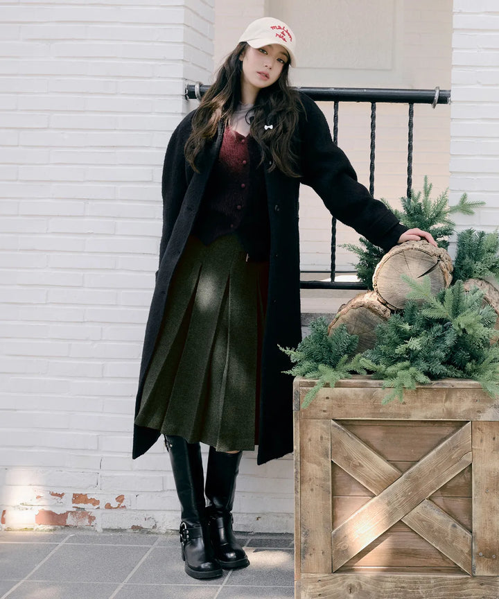 ** JANG WONYOUNG Pick (of IVE) - ALPACA WOOL SINGLE COAT BLACK