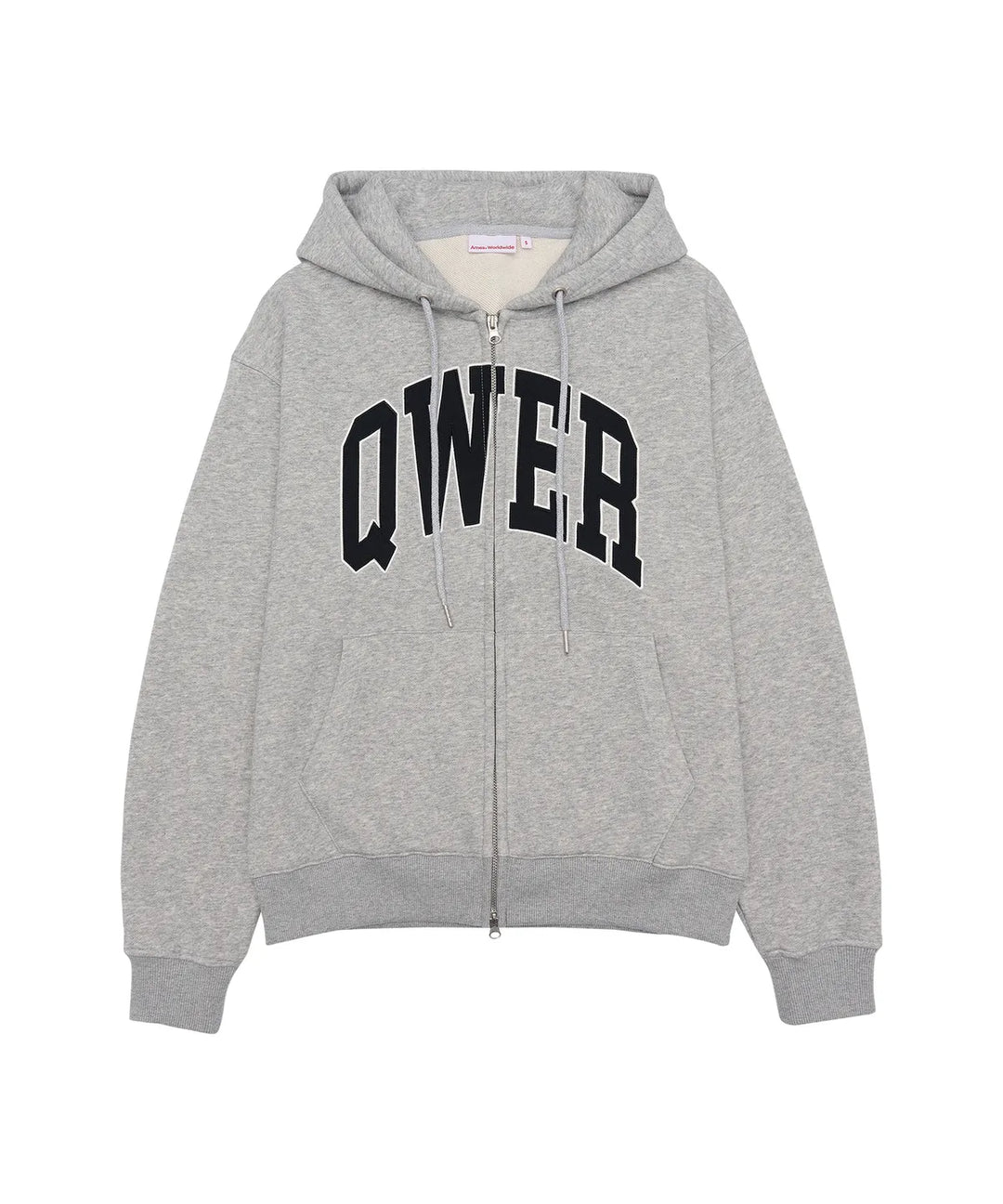 **QWER -Ames-Worldwide  QWER BASIC APPLIQUE HOODIE ZIP-UP GREY
