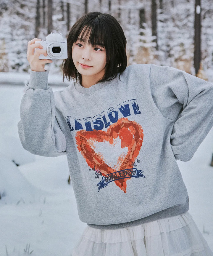 **QWER -Siyeon Pigment Let's Love sweatshirts MELANGE GREY