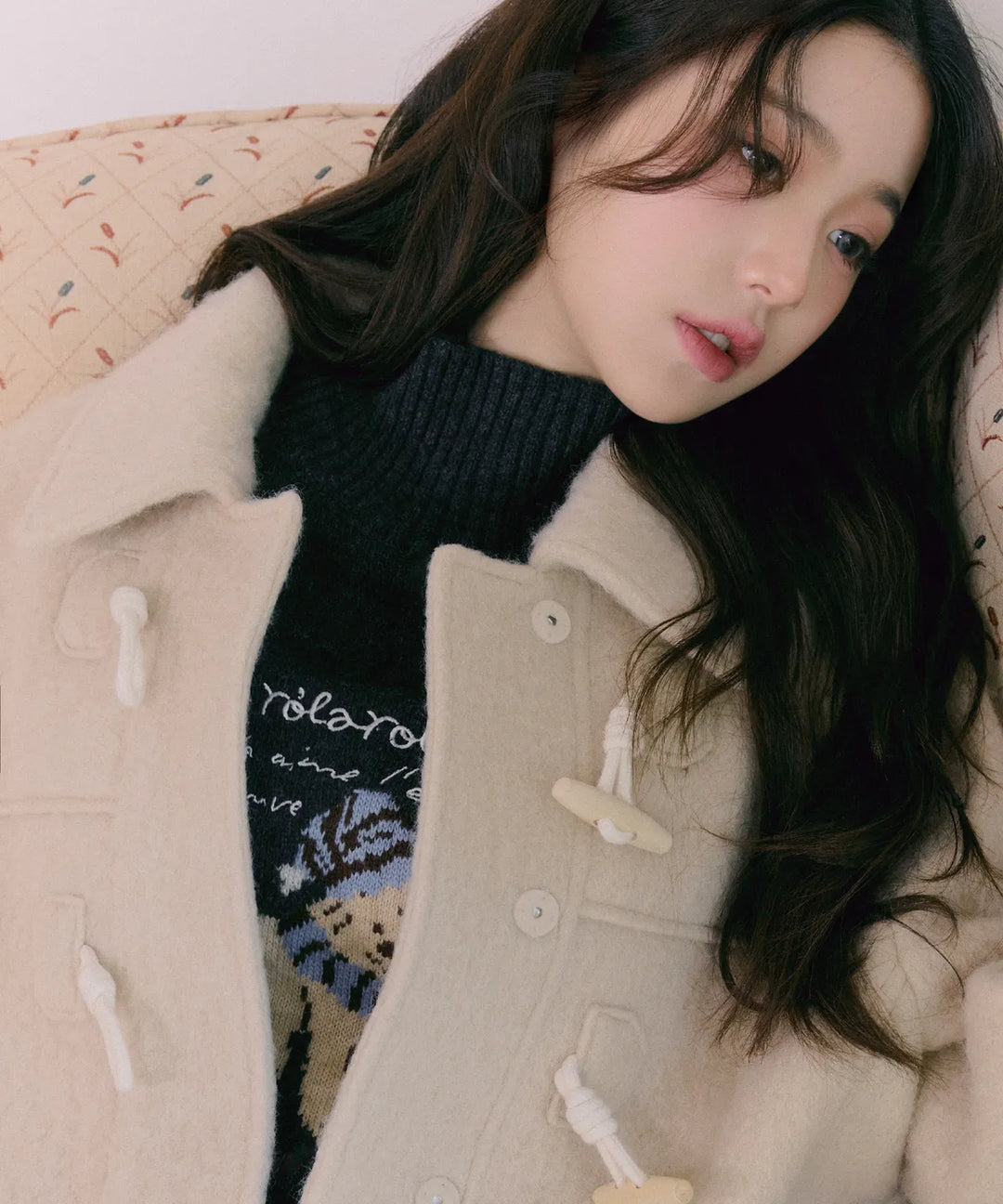 ** JANG WONYOUNG Pick (of IVE) - PUPPY JACQUARD HIGH NECK KNIT GRAY