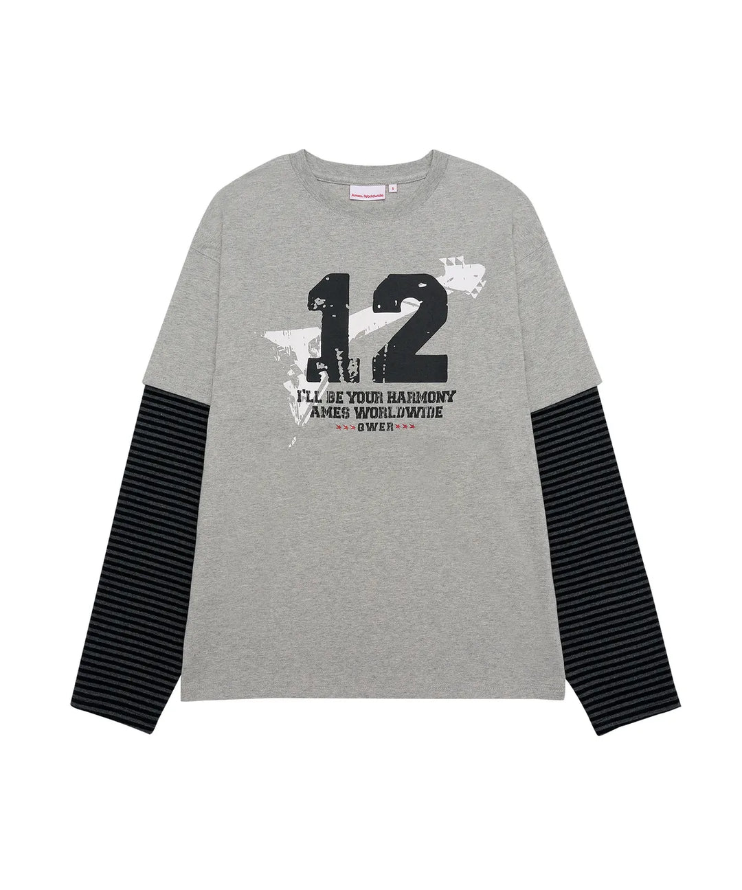 **QWER -Ames-Worldwide QWER NUMBERING LAYERED LS TEE GREY