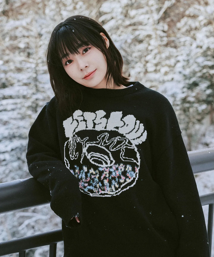 **QWER -Siyeon Let's love donut round knit Black