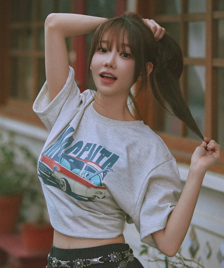 **QWER -Magenta Base Road Tour T-shirt (Melange)