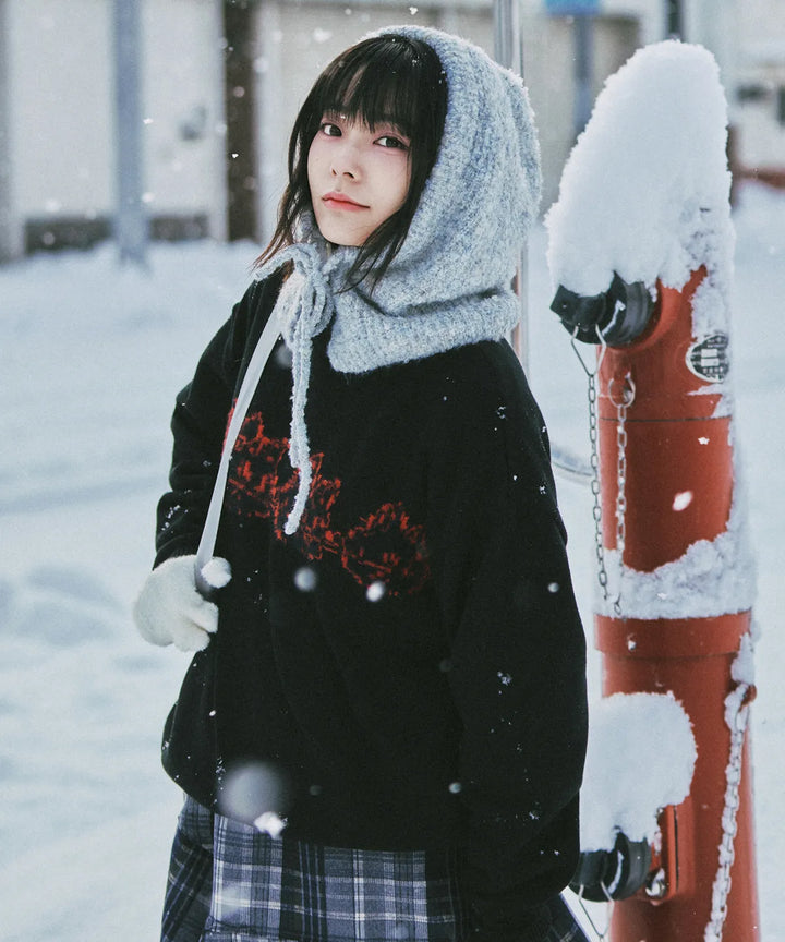 **QWER -Siyeon Let's love donut round knit BLACK