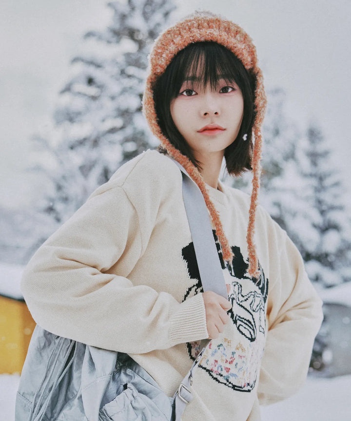 **QWER -Siyeon Let's love donut round knit IVORY