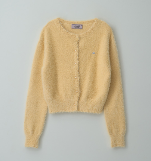 ** JANG WONYOUNG Pick (of IVE) - HAIRY LOGO CARDIGAN YELLOW