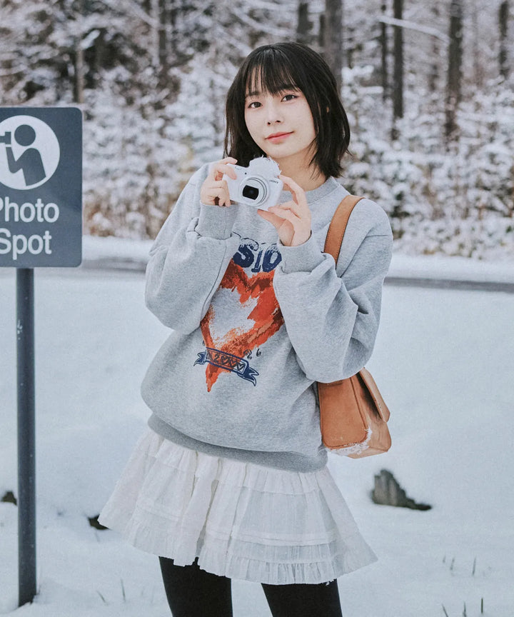 **QWER -Siyeon Pigment Let's Love sweatshirts MELANGE GREY