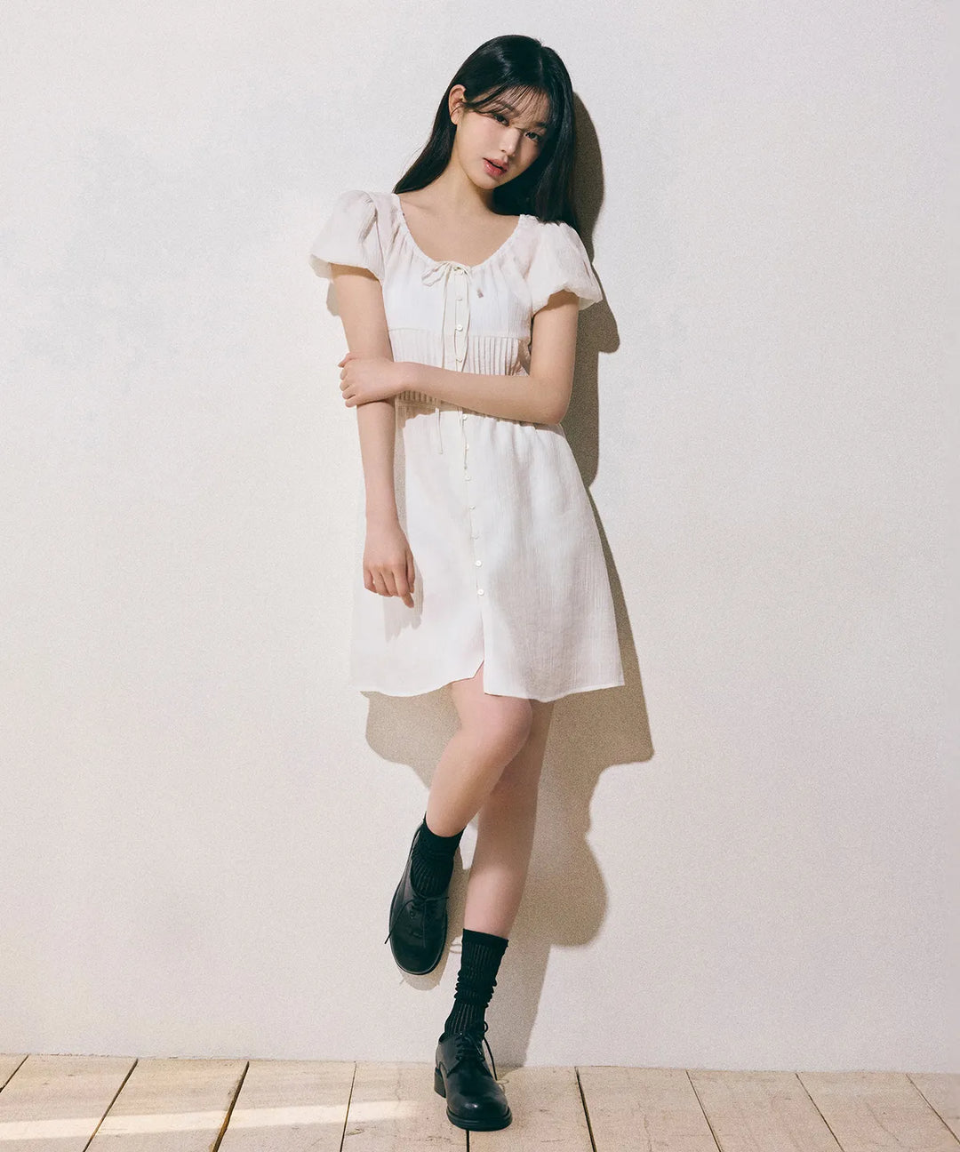** JANG WONYOUNG Pick (of IVE) - RIBBON LACE MINI ONEPIECE WHITE