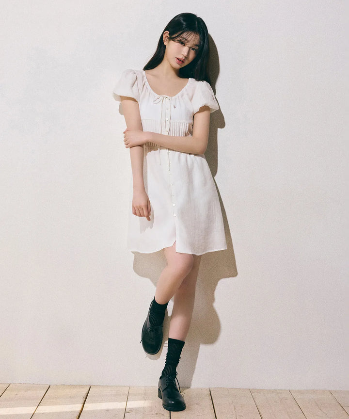 ** JANG WONYOUNG Pick (of IVE) - RIBBON LACE MINI ONEPIECE WHITE