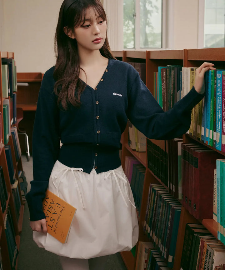 ** JANG WONYOUNG Pick (of IVE) - RIBBON BALLOON SKIRT WHITE