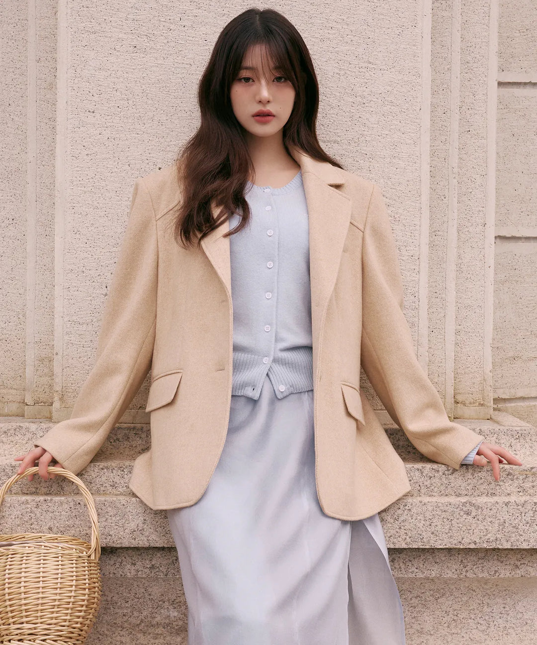 ** JANG WONYOUNG Pick (of IVE) -WOOL BLENDED CLASSIC JACKET OATMEAL
