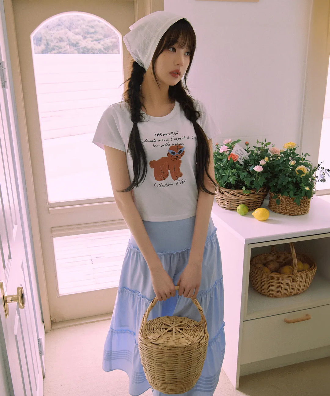 ** JANG WONYOUNG Pick (of IVE) - FRILL LONG SKIRT SKY