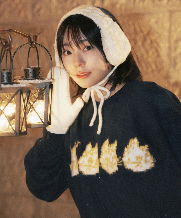 **QWER -Siyeon Let's love donut round knit NAVY