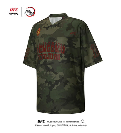 Demon Slayer: Kimetsu no Yaiba -Kyojuro Mega Fit Football Jersey Short Sleeve T-shirt Camo