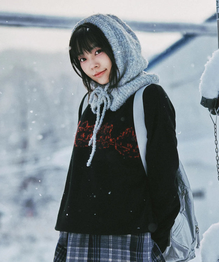 **QWER -Siyeon Let's love donut round knit BLACK