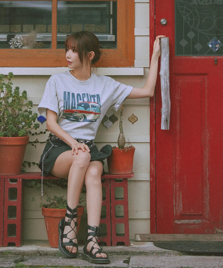 **QWER -Magenta Base Road Tour T-shirt (Melange)