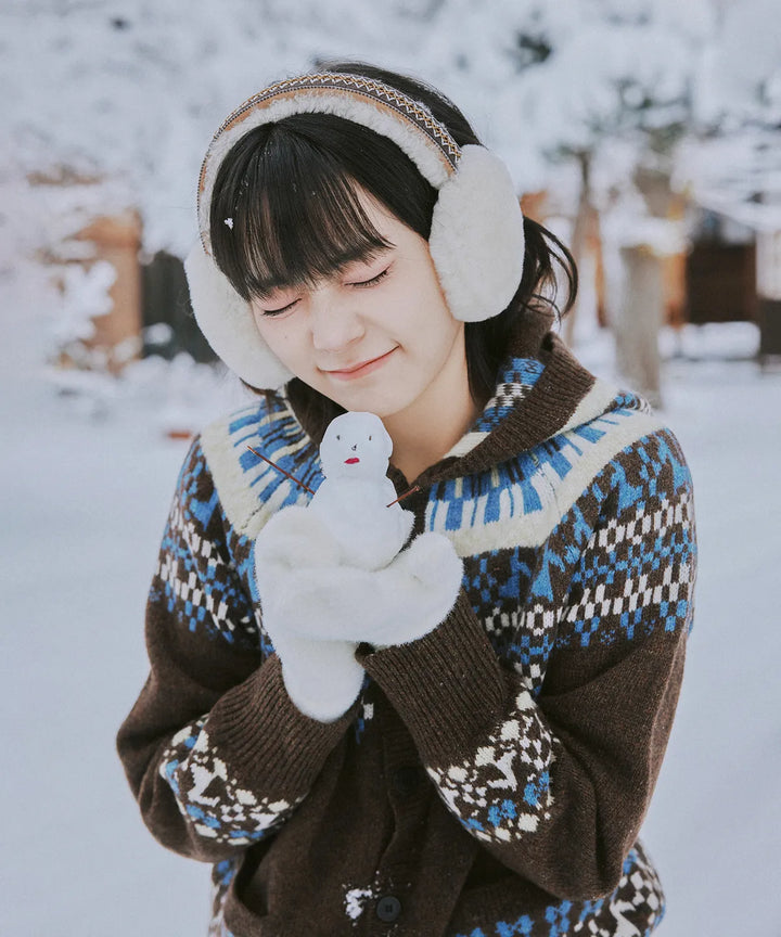 **QWER -Siyeon Nordic melody hoodie cardigan BROWN