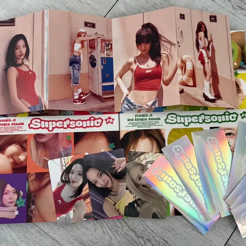 프로미스나인 슈퍼소닉 개봉 앨범 포카 3장 스티커 8개