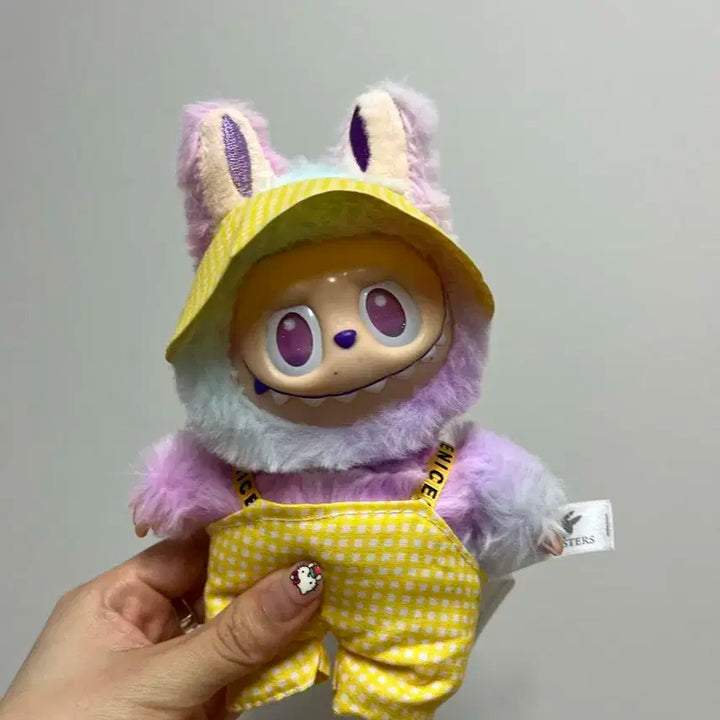 라부부 플러피 인형 옐로우 체크