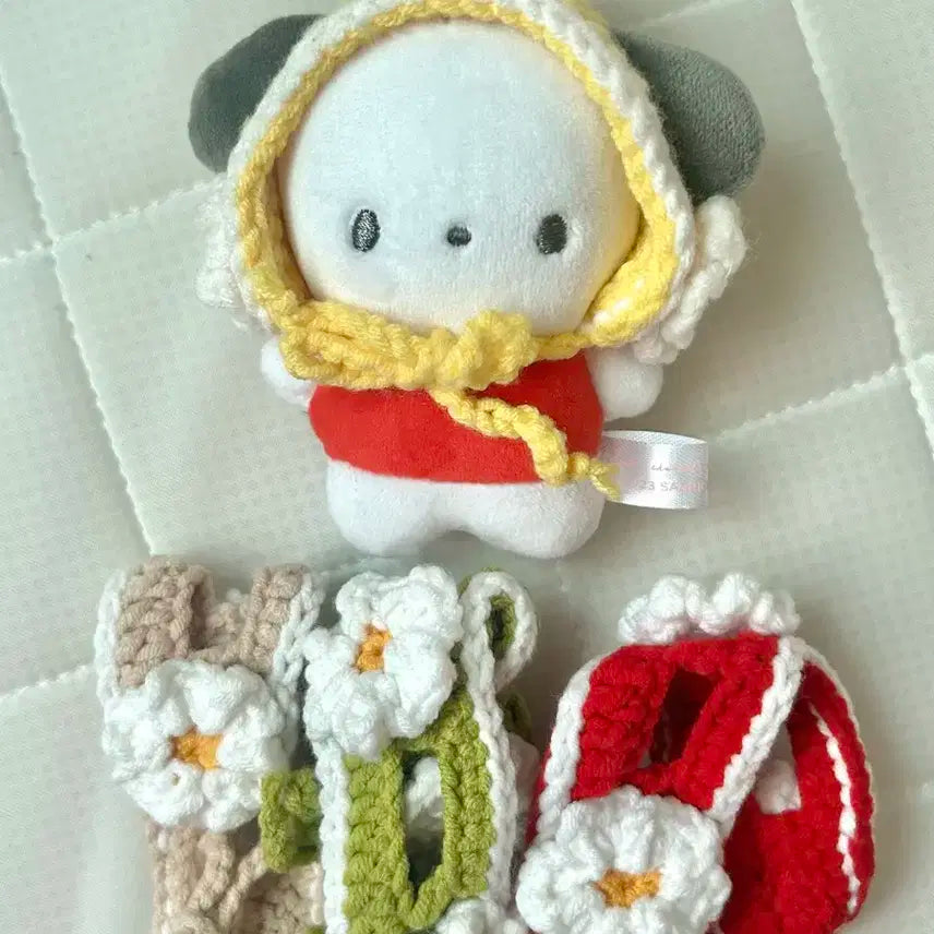 10cm 인형옷) 꽃귀도리 (노랑/연두/빨강/베이지)