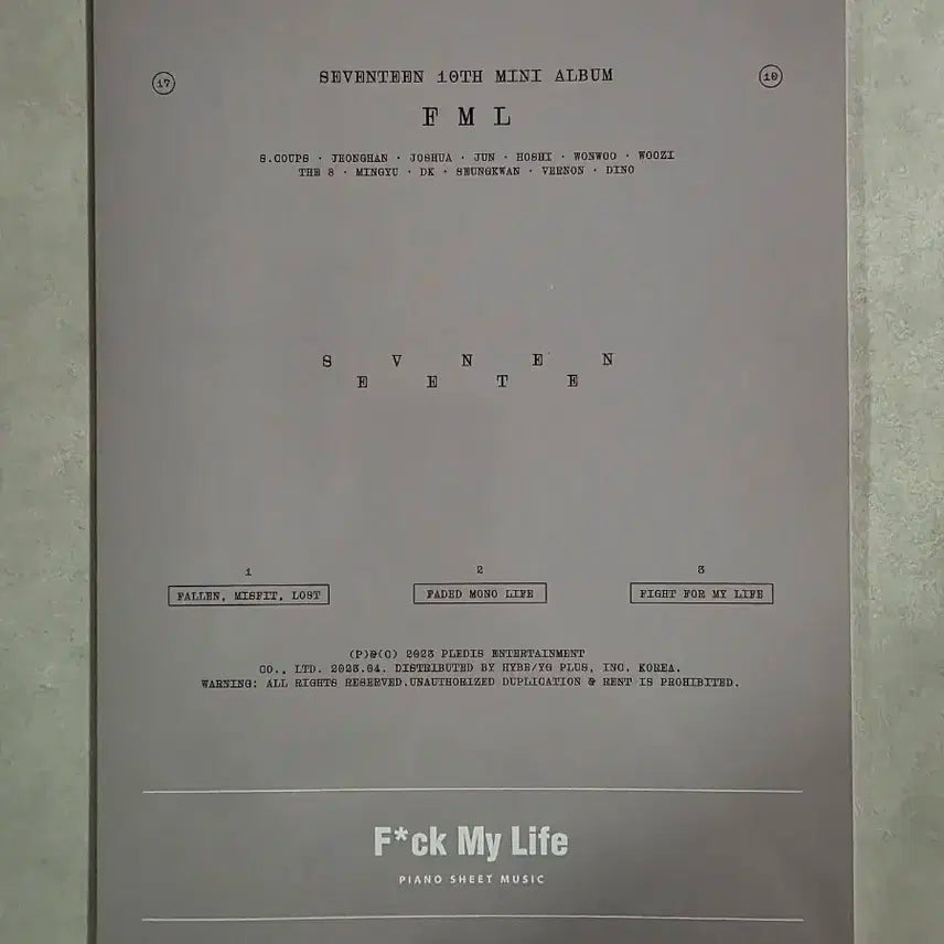 세븐틴 악보집 세트 Seventeen Land Day/Night