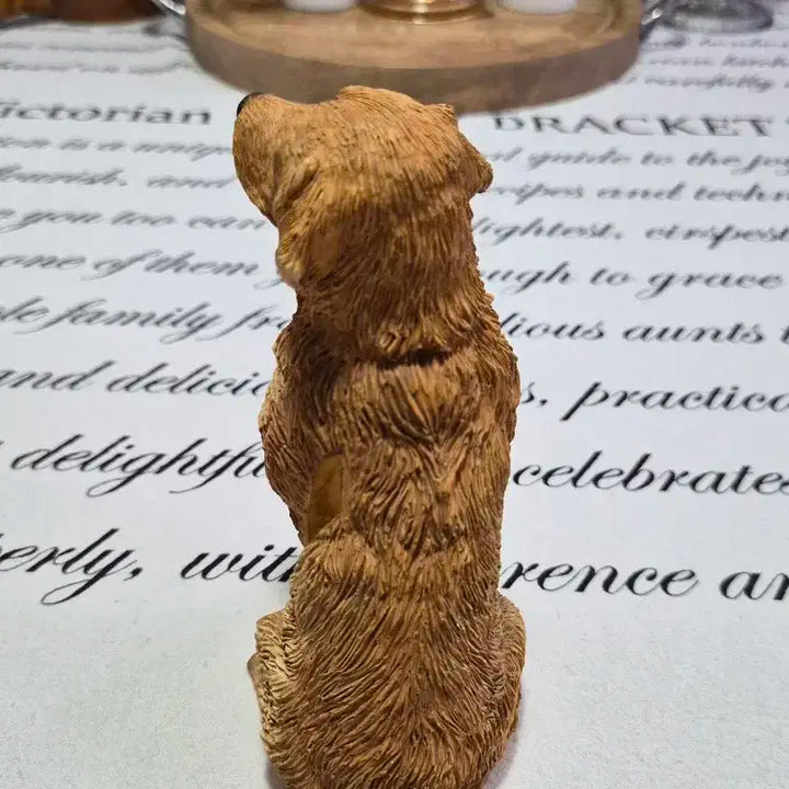 빈티지 골든 리트리버 피규어 겸 메모꽂이