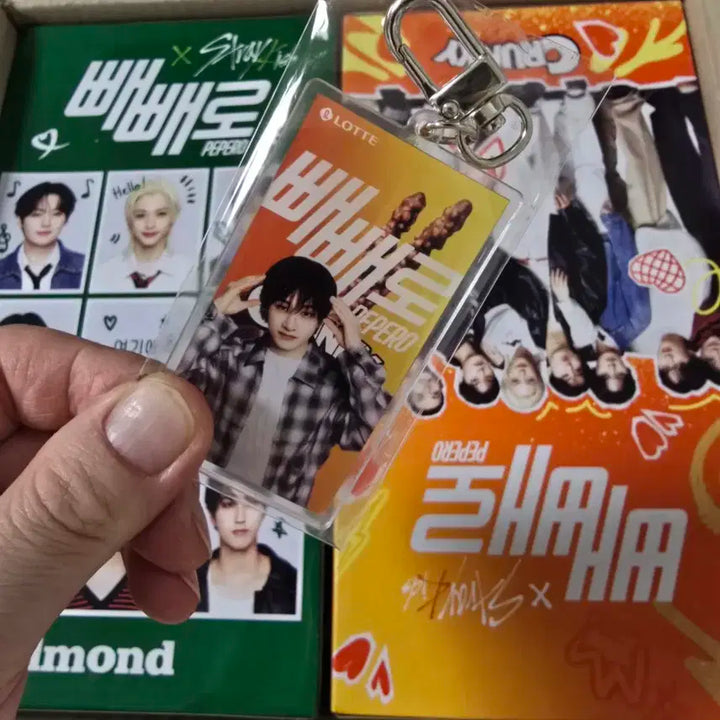 방찬:))스트레이키즈 미개봉 빼빼로 키링 + 빼빼로 8개입 2세트