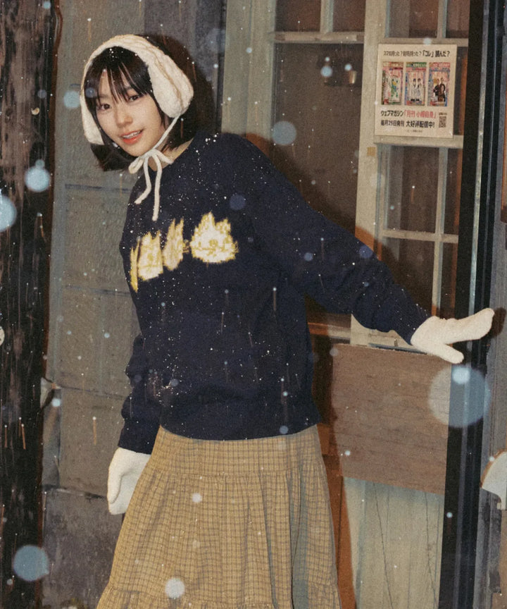 **QWER -Siyeon Let's love donut round knit NAVY