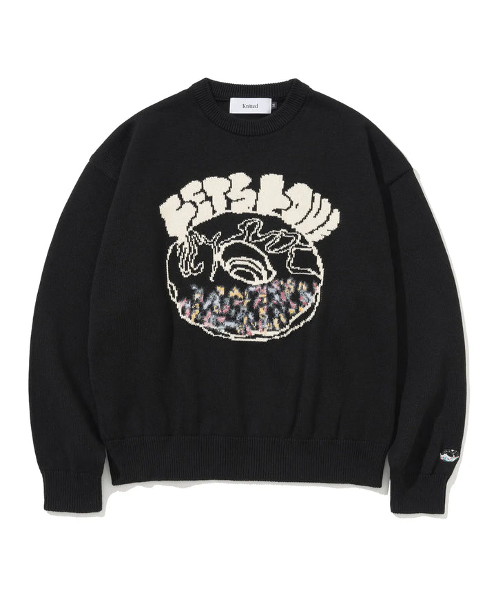 **QWER -Siyeon Let's love donut round knit Black