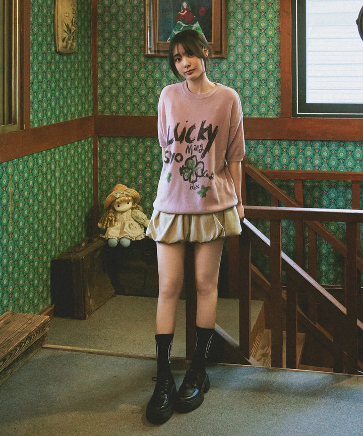 **QWER -Siyeon Cool Ever Clover Round Knitwear PINK