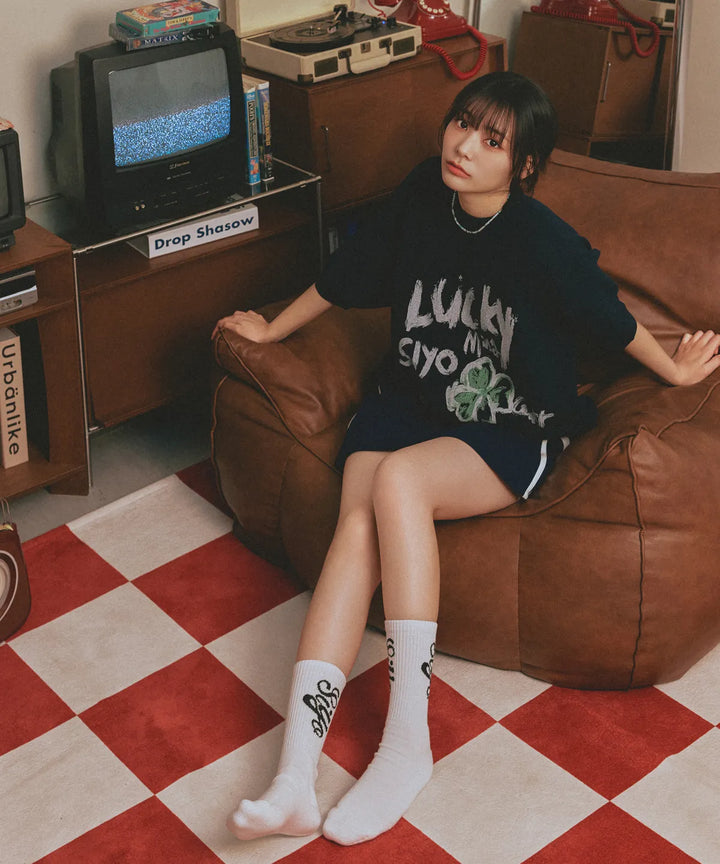 **QWER -Siyeon Cool Ever Clover Round Knitwear NAVY