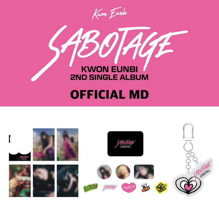 Kwon EunBi - "Sabotage" Official MD (Postcard Set, TinCase & Sticker Set, Acrylic Keyring) - HALLYUSUPERSTORE