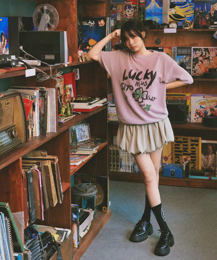 **QWER -Siyeon Cool Ever Clover Round Knitwear PINK