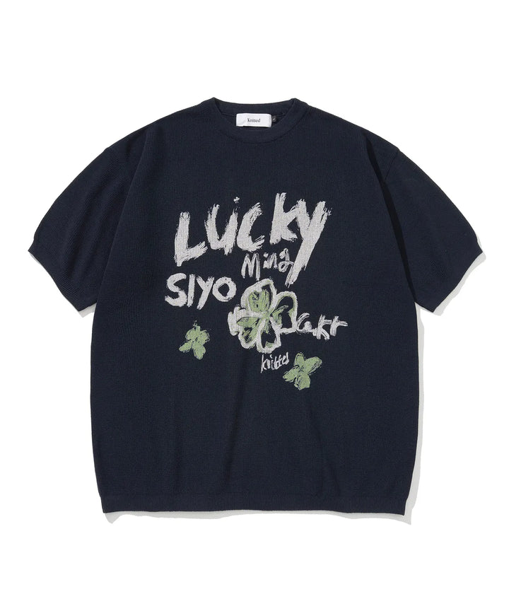 **QWER -Siyeon Cool Ever Clover Round Knitwear NAVY