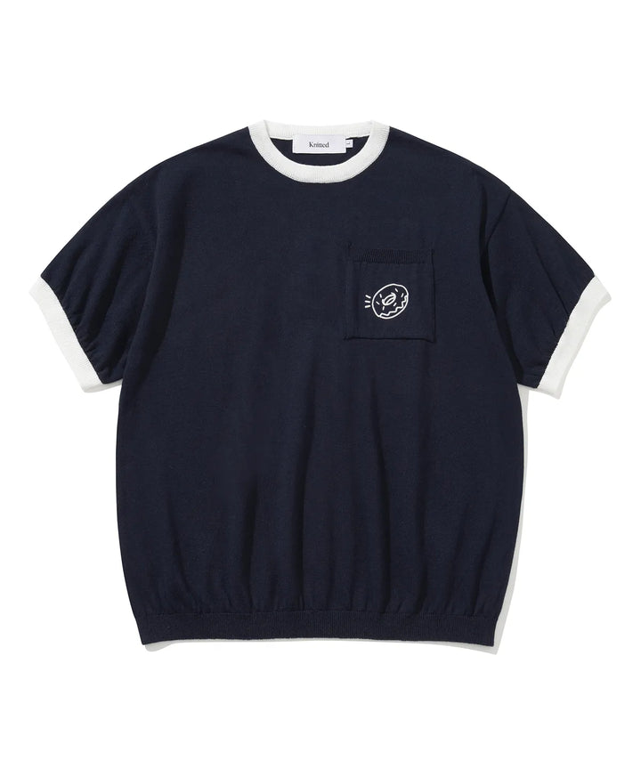**QWER -Siyeon Doughnut Pocket Round Knitwear NAVY
