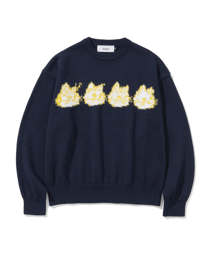 **QWER -Siyeon Let's love donut round knit NAVY