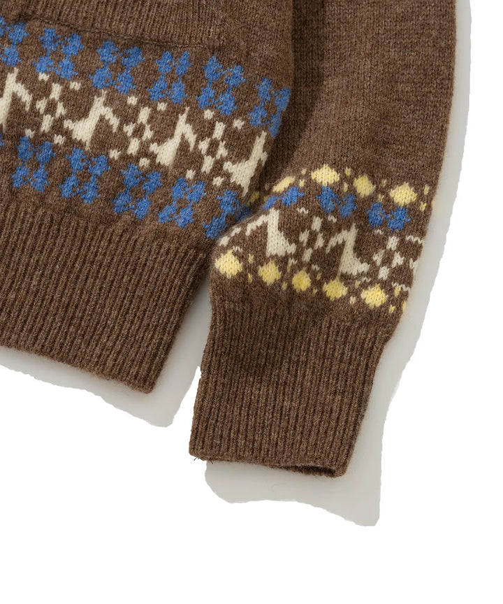 **QWER -Siyeon Nordic melody hoodie cardigan BROWN