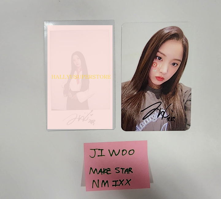 JIWOO (Of NMIXX) "expergo" - Hand Autographed(Signed) Polaroid & Photocard - HALLYUSUPERSTORE