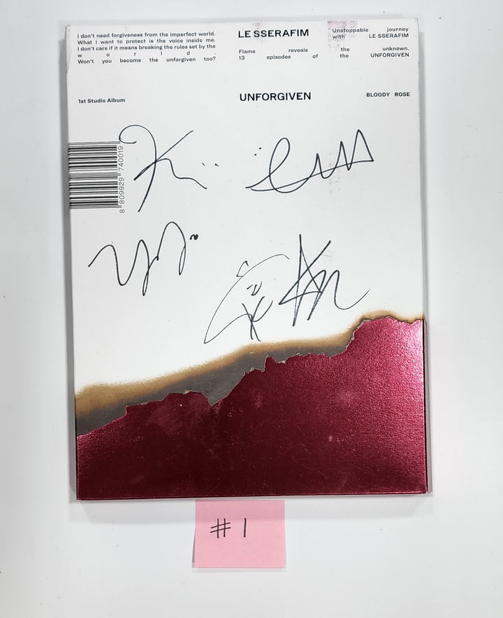 LE SSERAFIM "UNFORGIVEN" - Hand Autographed(Signed) Promo Album - HALLYUSUPERSTORE