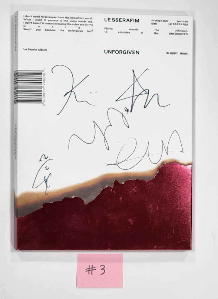 LE SSERAFIM "UNFORGIVEN" - Hand Autographed(Signed) Promo Album - HALLYUSUPERSTORE