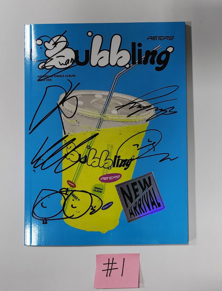 AIMERS "Bubbling" - Hand Autographed(Signed) Promo Album - HALLYUSUPERSTORE