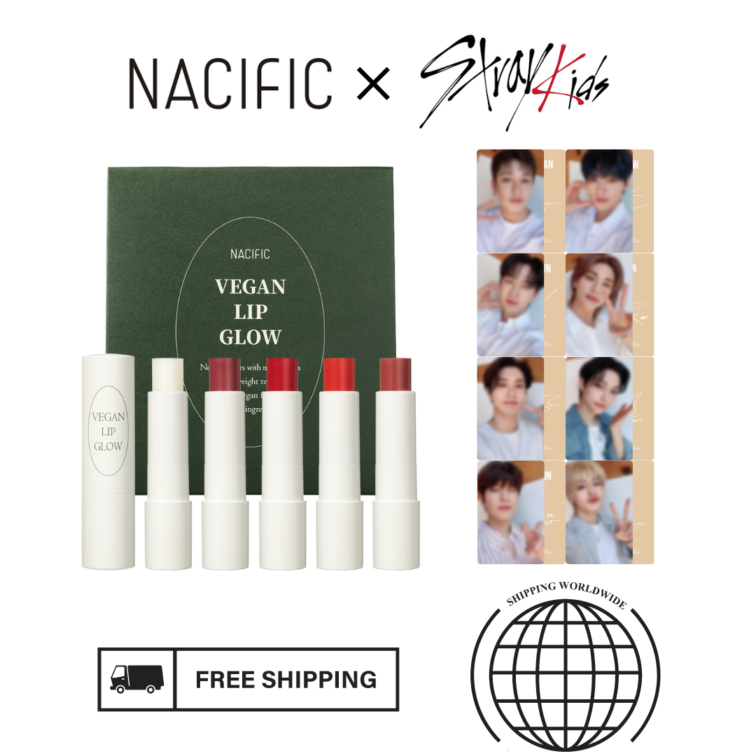 Stray kids X NACIFIC - VEGAN LIP GLOW Set + Official Photocards Set (8EA)