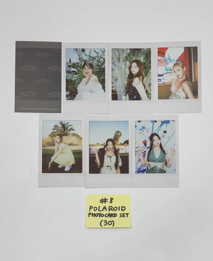 NMIXX 'MIXXPEDIA: PICK LA' 1st Photobook - Official Pin Button, 4 Cut Photo Set (7EA), Polaroid Photocard Set (7EA) - HALLYUSUPERSTORE