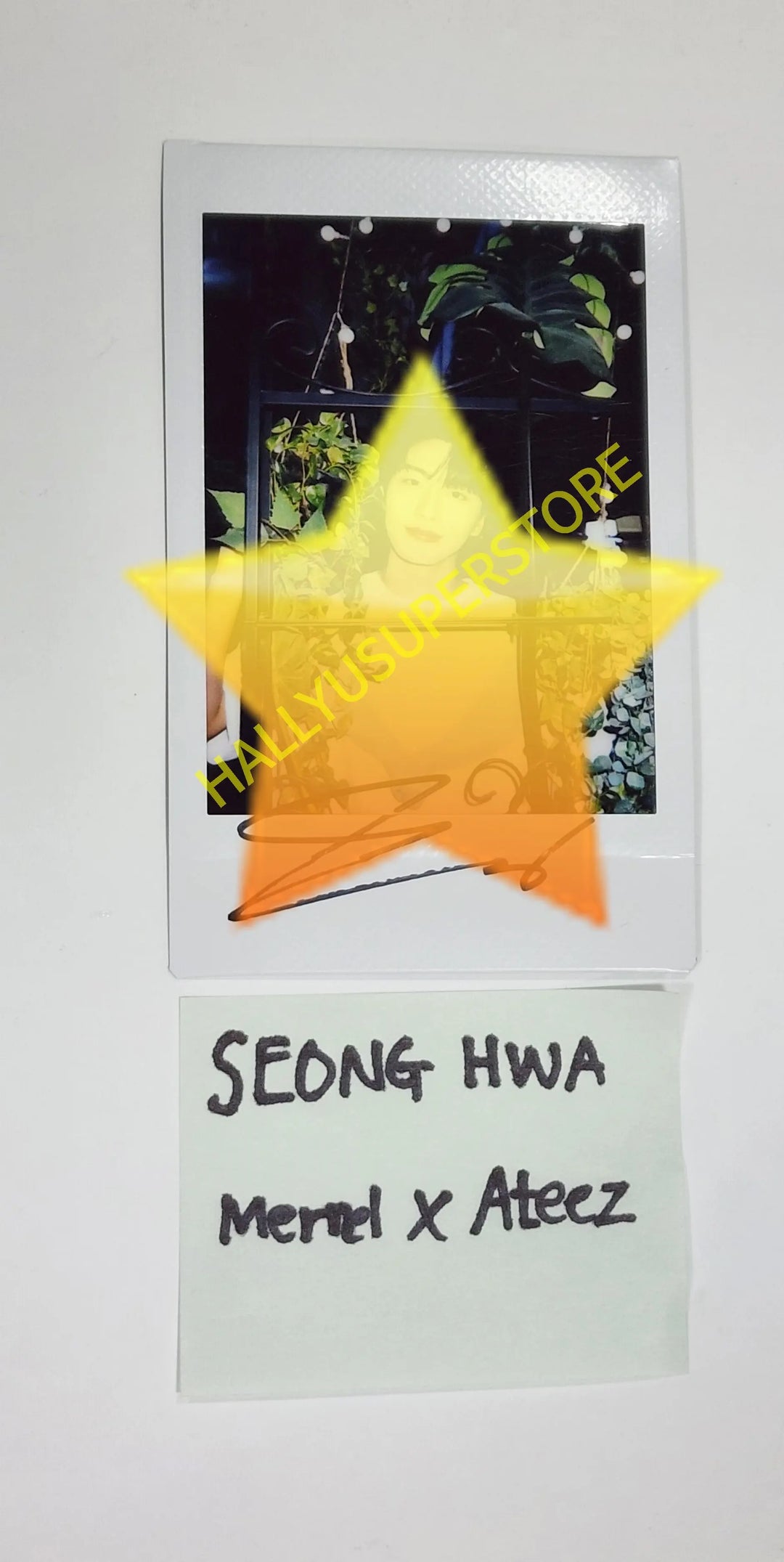 Seong Hwa (Of Ateez) "Ateez x mernel" - Hand Autographed(Signed) Polaroid - HALLYUSUPERSTORE
